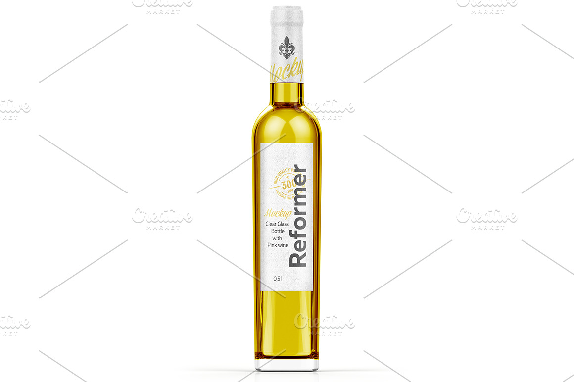 Download Glass Bottle With White Wine Mockup Creative Photoshop Templates Creative Market