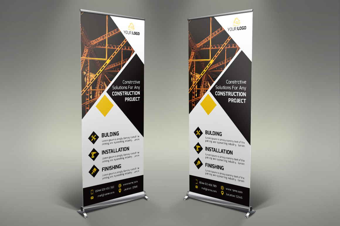 Construction Roll Up Banner Creative Photoshop Templates Creative Market