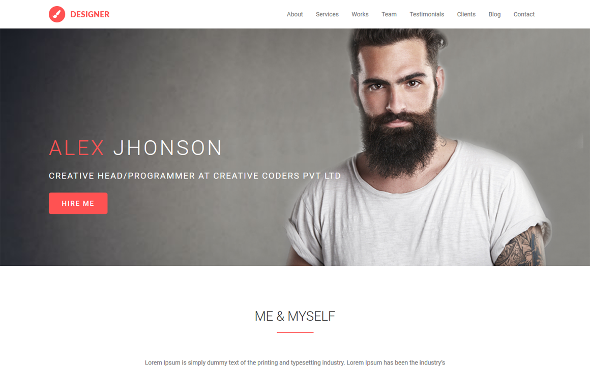 Designer - OnePage WordPress Theme | WordPress Themes ~ Creative Market