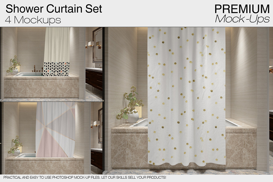 Download Shower Curtain Mockups Creative Photoshop Templates Creative Market