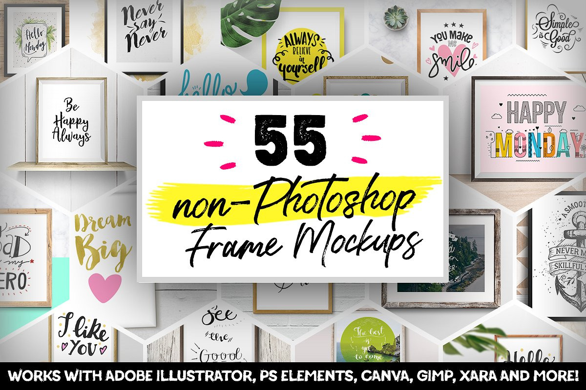 Download 55 Non Photoshop Frame Mockups Creative Canva Templates Creative Market