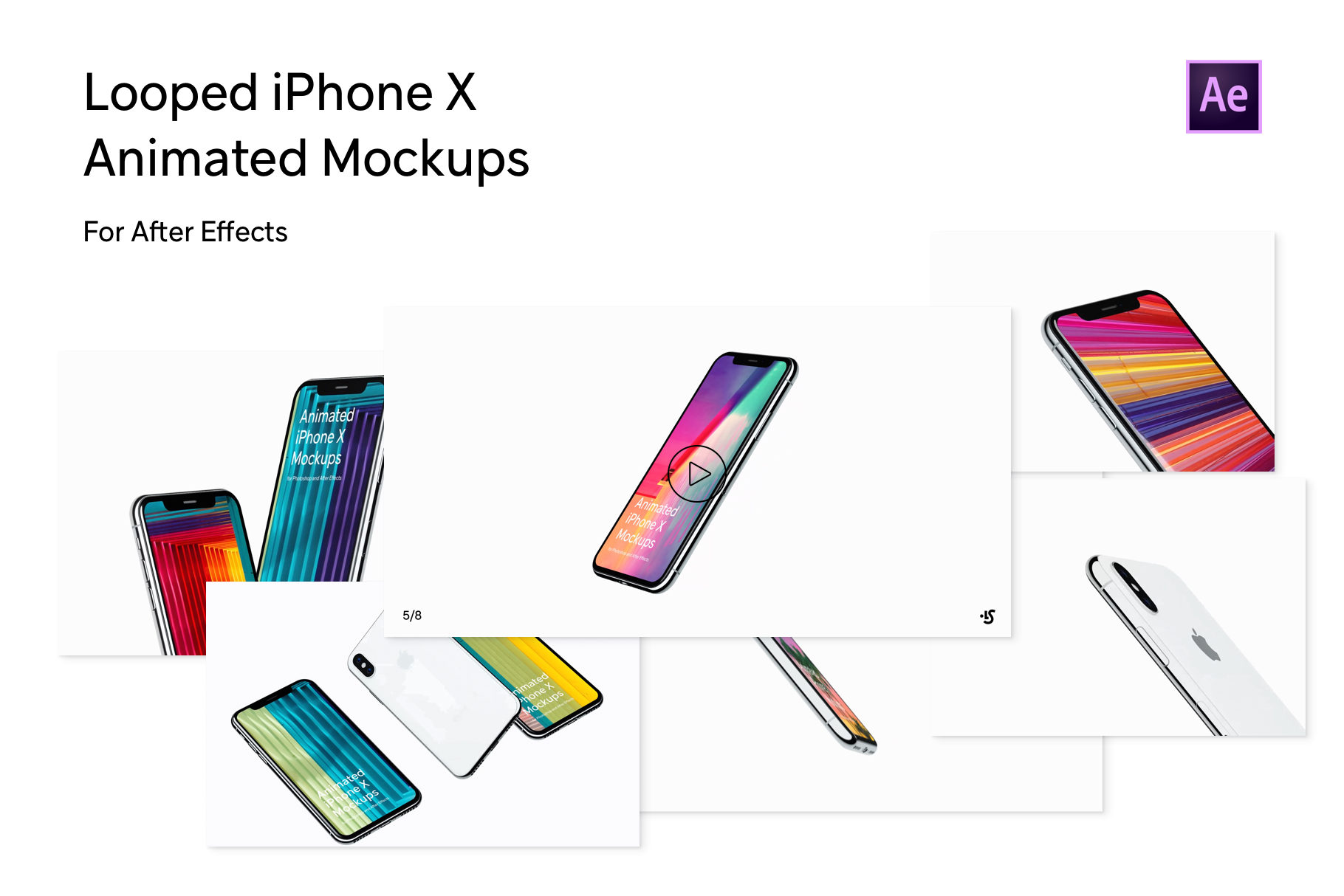 Download Animated Iphone X Mockup For Ae Creative Mobile Web Mockups Creative Market