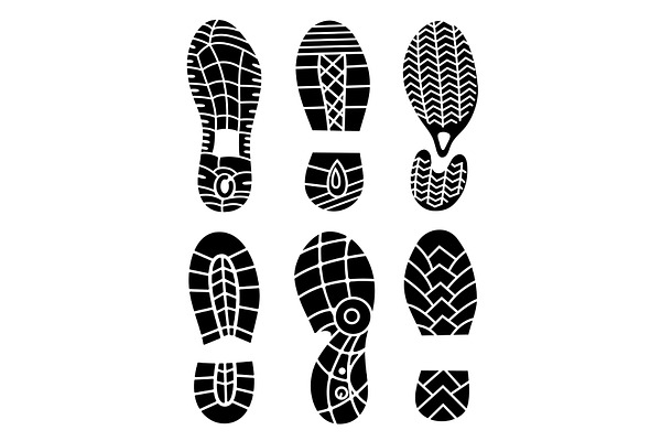 Footprint icons isolated on white background. Vector art. Collection of ...