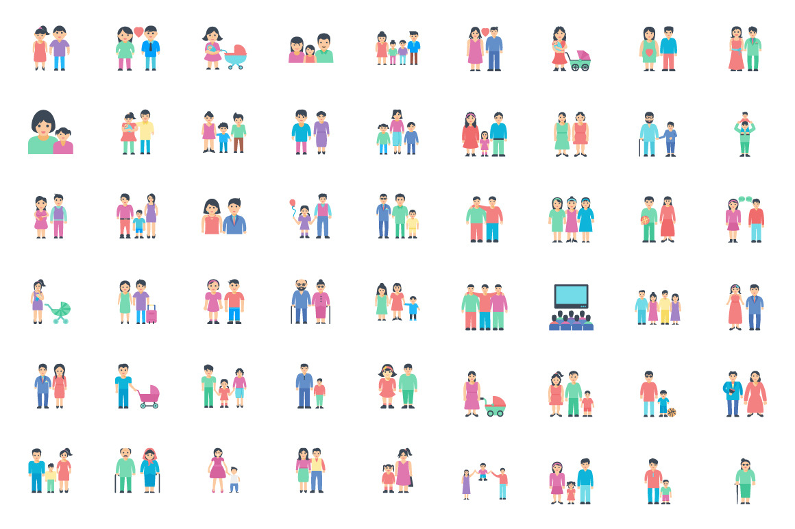 100 Flat Icons Set of Family | Icons ~ Creative Market