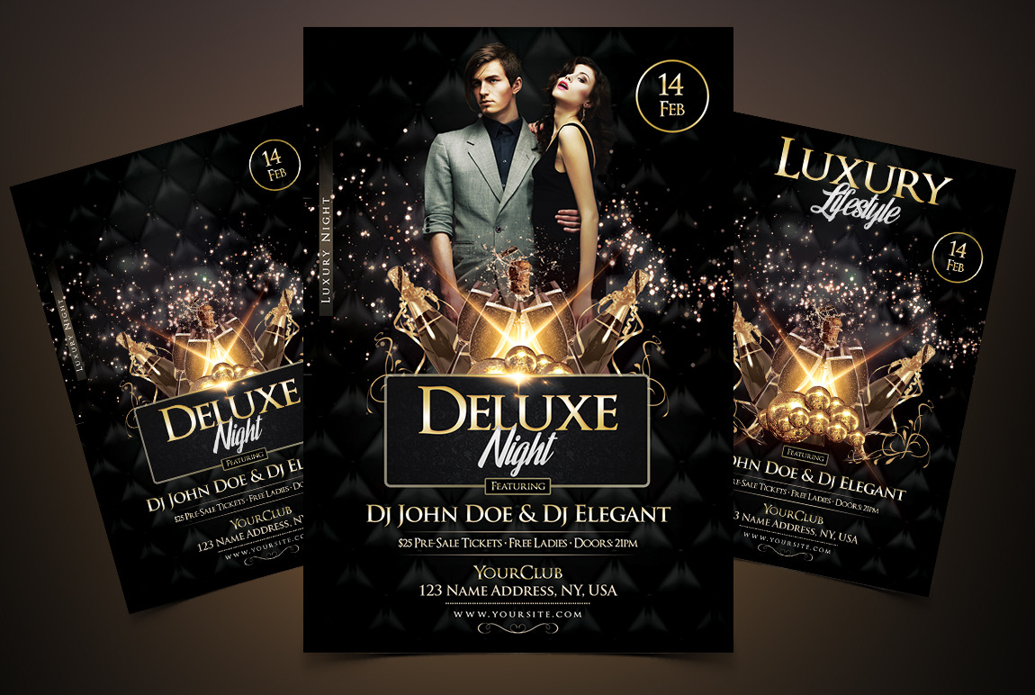 Deluxe Night Luxury Elegant Flyer Creative Photoshop Templates Creative Market