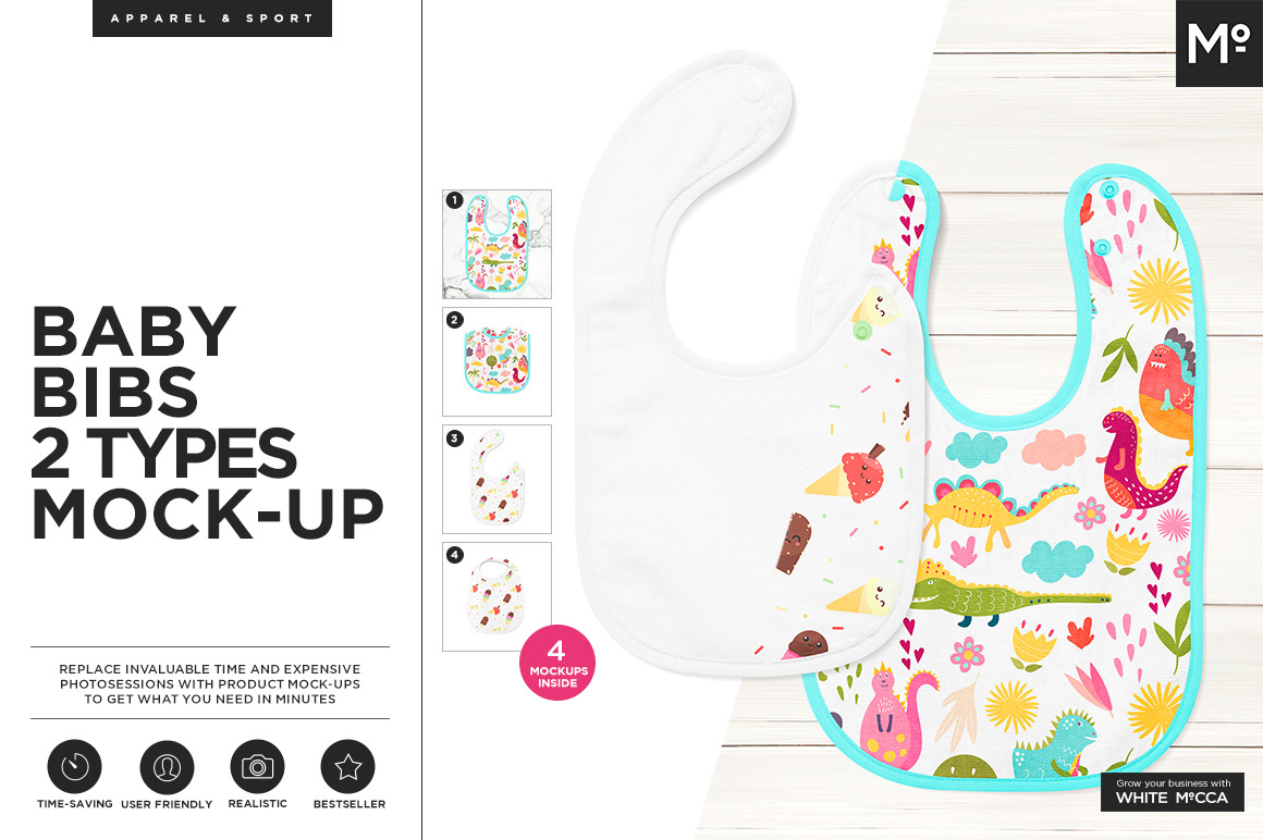 Download Baby Bibs 2 Types Mock-up | Creative Photoshop Templates ...