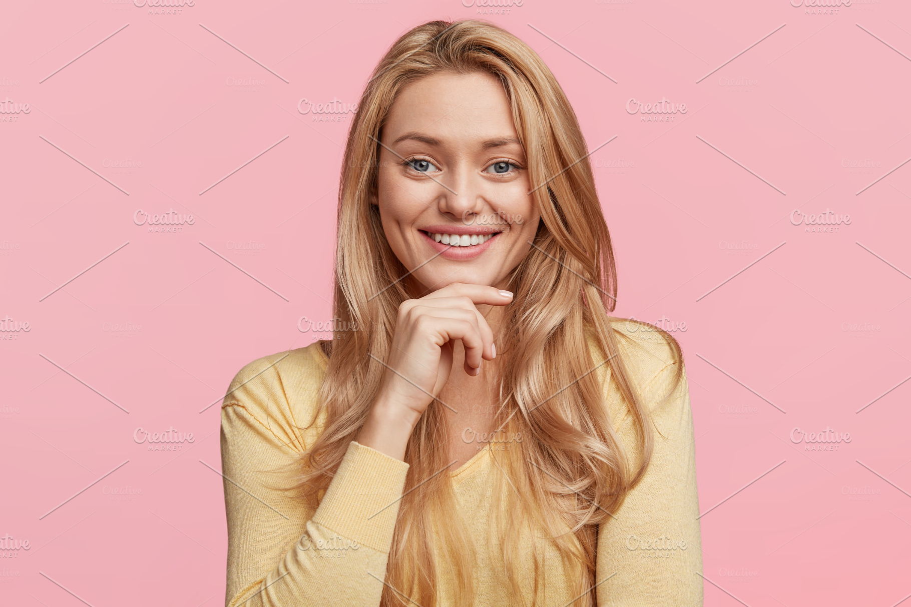 Young Good Looking Female With Pure Healthy Skin Long Light Hair