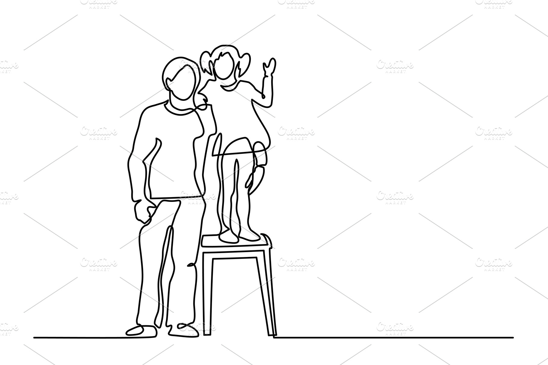 Father with daughter standing | People Illustrations ~ Creative Market