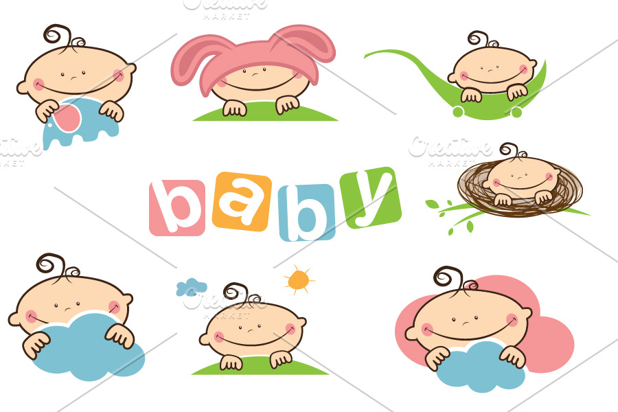 Set of funny babies | Illustrations ~ Creative Market