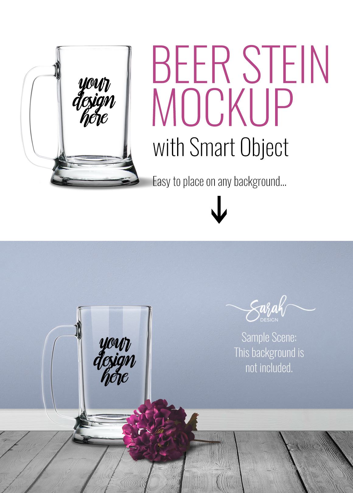 Download Beer Stein Mockup Template PSD | Creative Product Mockups ...