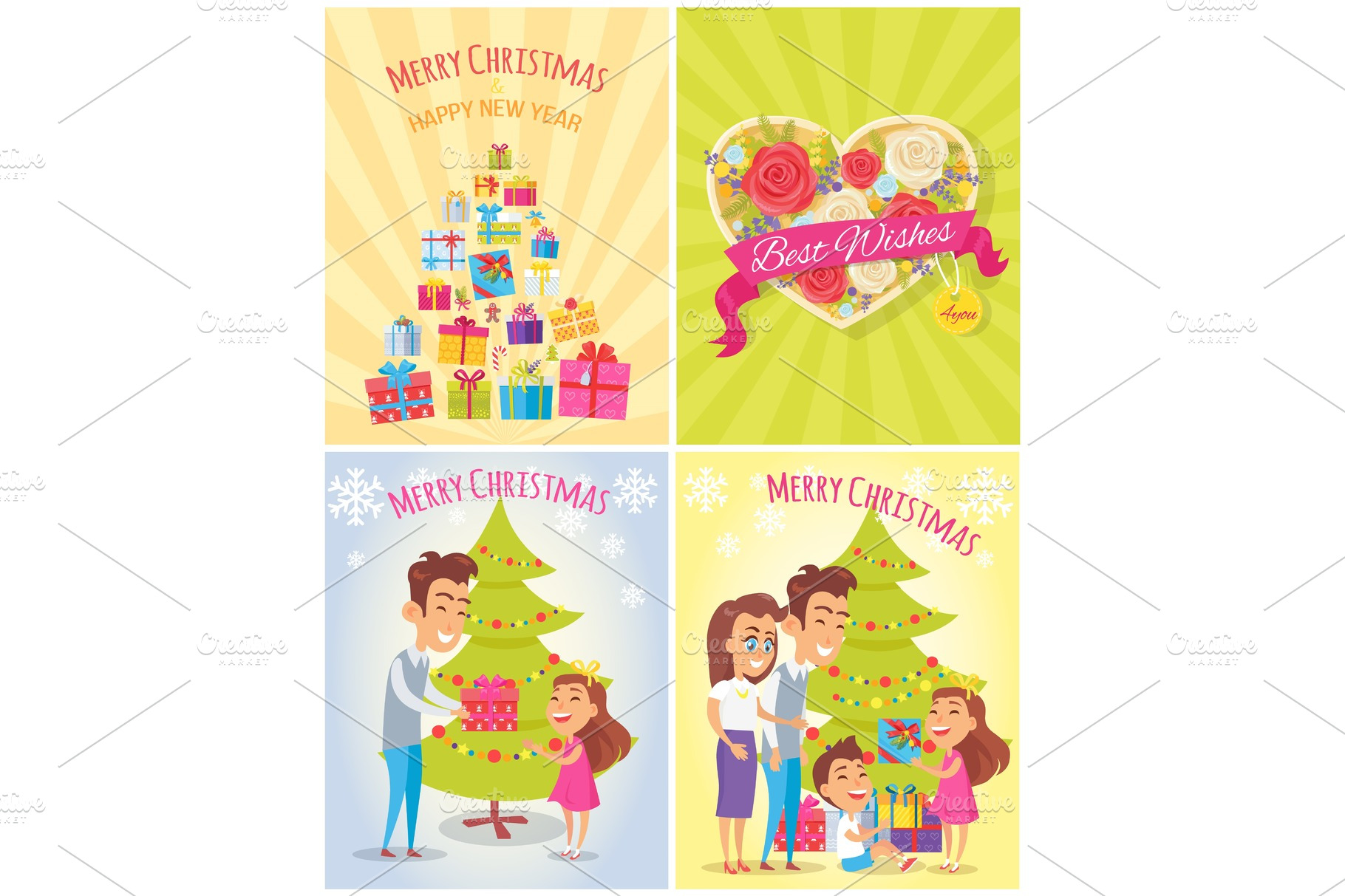 Merry Christmas and Happy Year Vector Illustration | Illustrator