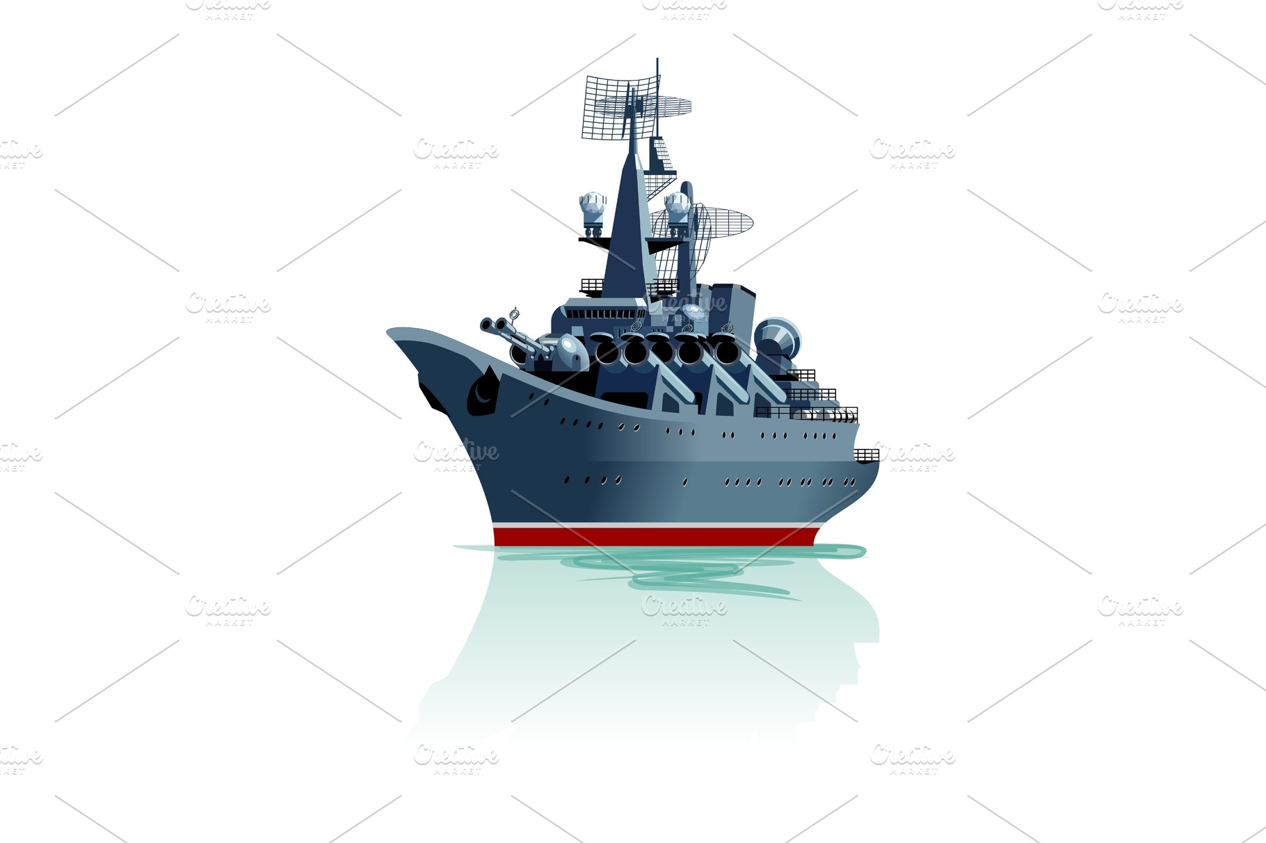 Cartoon battleship. | Pre-Designed Illustrator Graphics ~ Creative Market