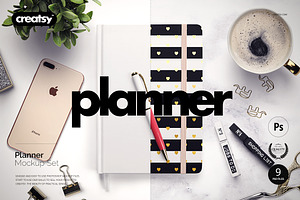 Download Planner & Agenda 7x9" Mockup | Creative Photoshop Templates ~ Creative Market