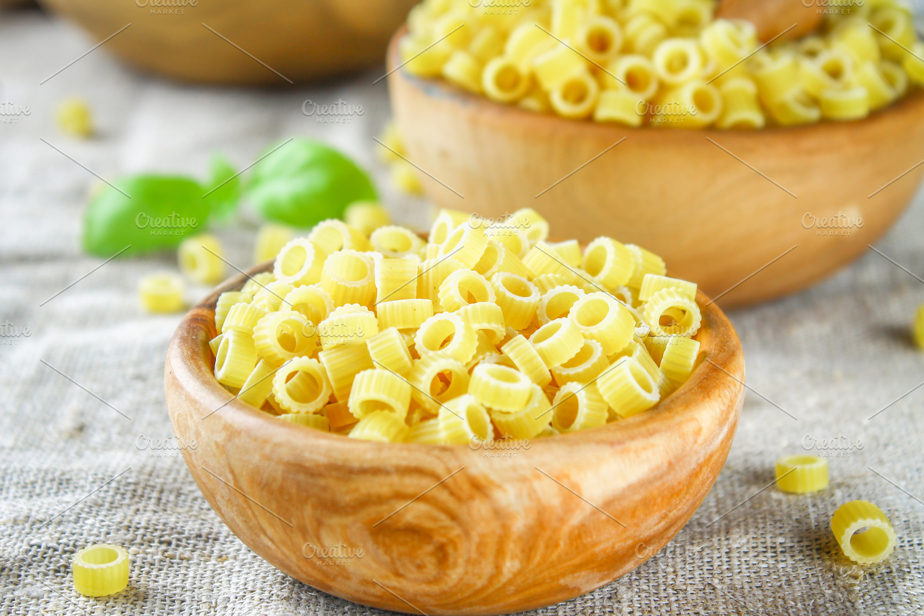 Ditalini macaroni pasta rings tubettini and thimbles anellini stock ...