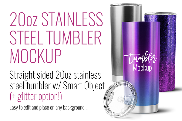 Download 20oz Stainless Steel Straight Sided | Creative Product Mockups ~ Creative Market