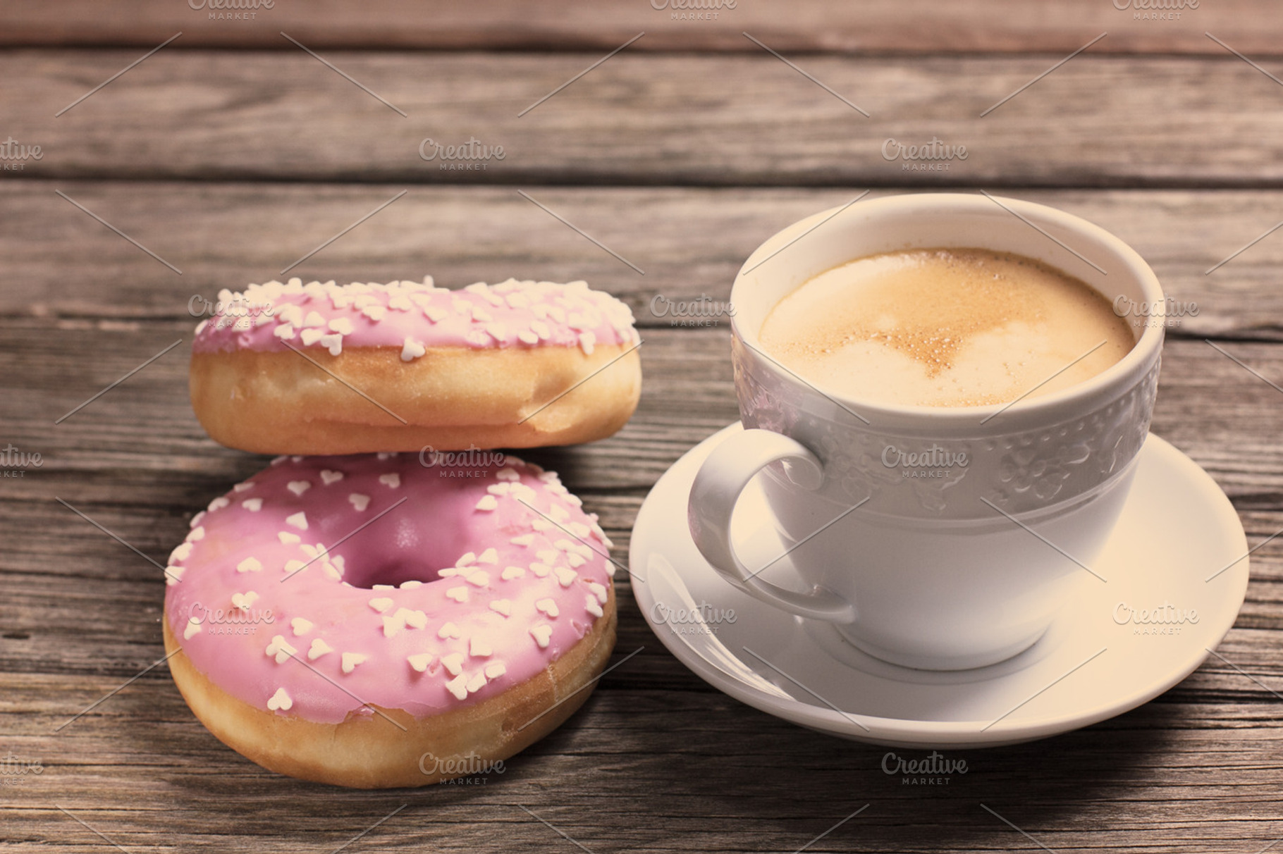 Coffee with donuts containing coffee, cup, and mug HighQuality Food