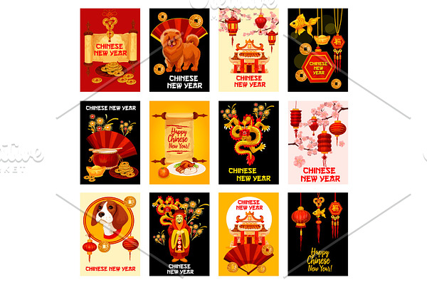 Chinese Lunar New Year greeting poster design | Pre-Designed Illustrator Graphics ~ Creative Market