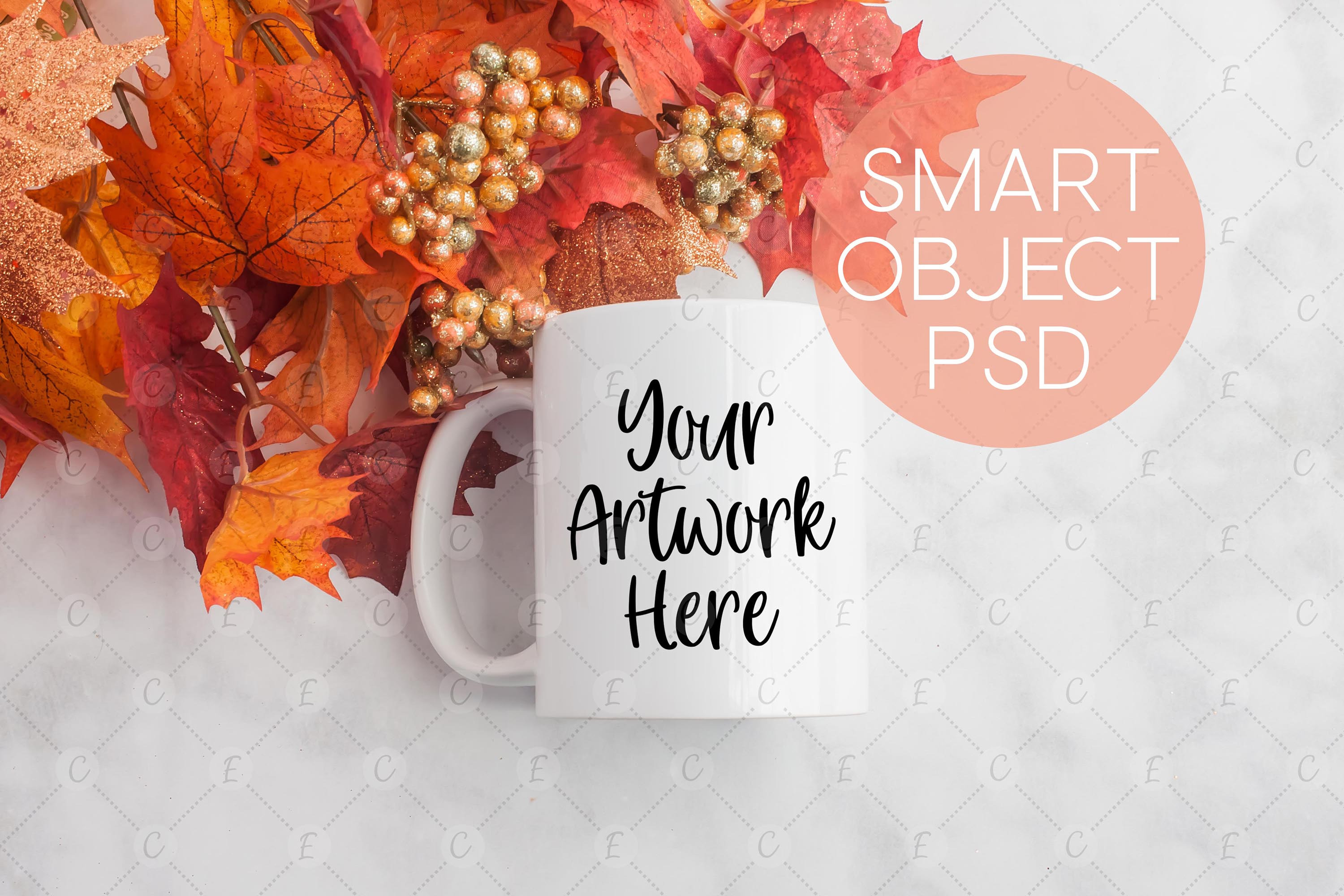 Fall Leaves Mug Mockup (5326) | Etsy Banner, Styled Stock Photography