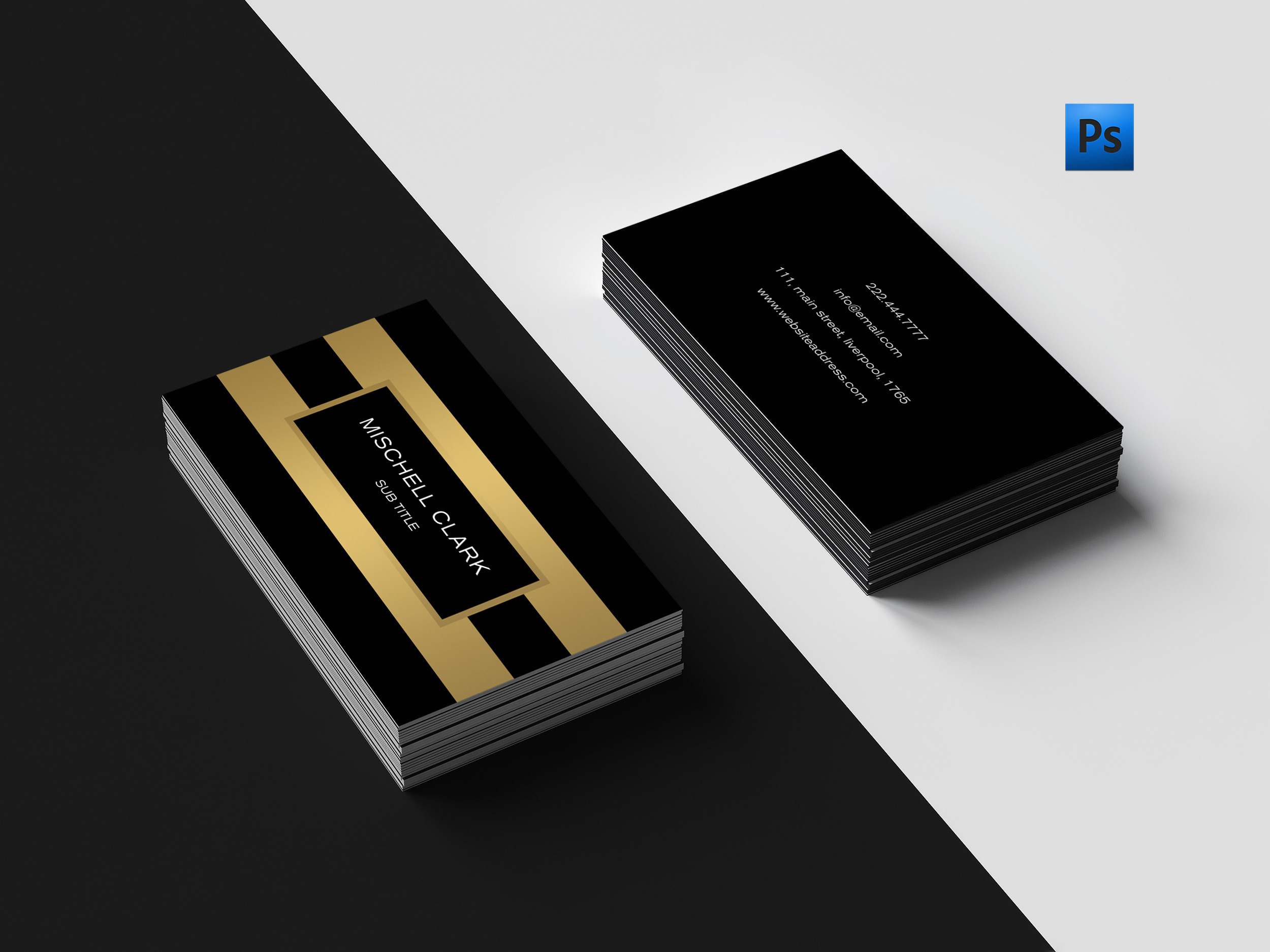 Download Golden Metal Finish Business Card Creative Photoshop Templates Creative Market