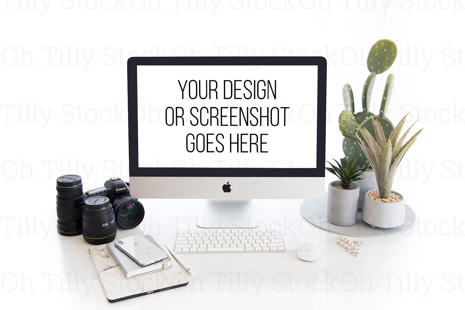 Download Modern White Desktop iMac Mockup | Creative Photoshop Templates ~ Creative Market