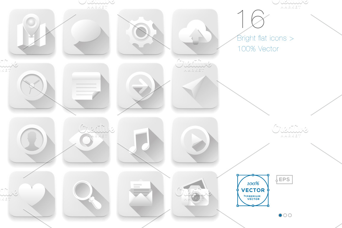 16 White Flat icons | Pre-Designed Illustrator Graphics ~ Creative Market