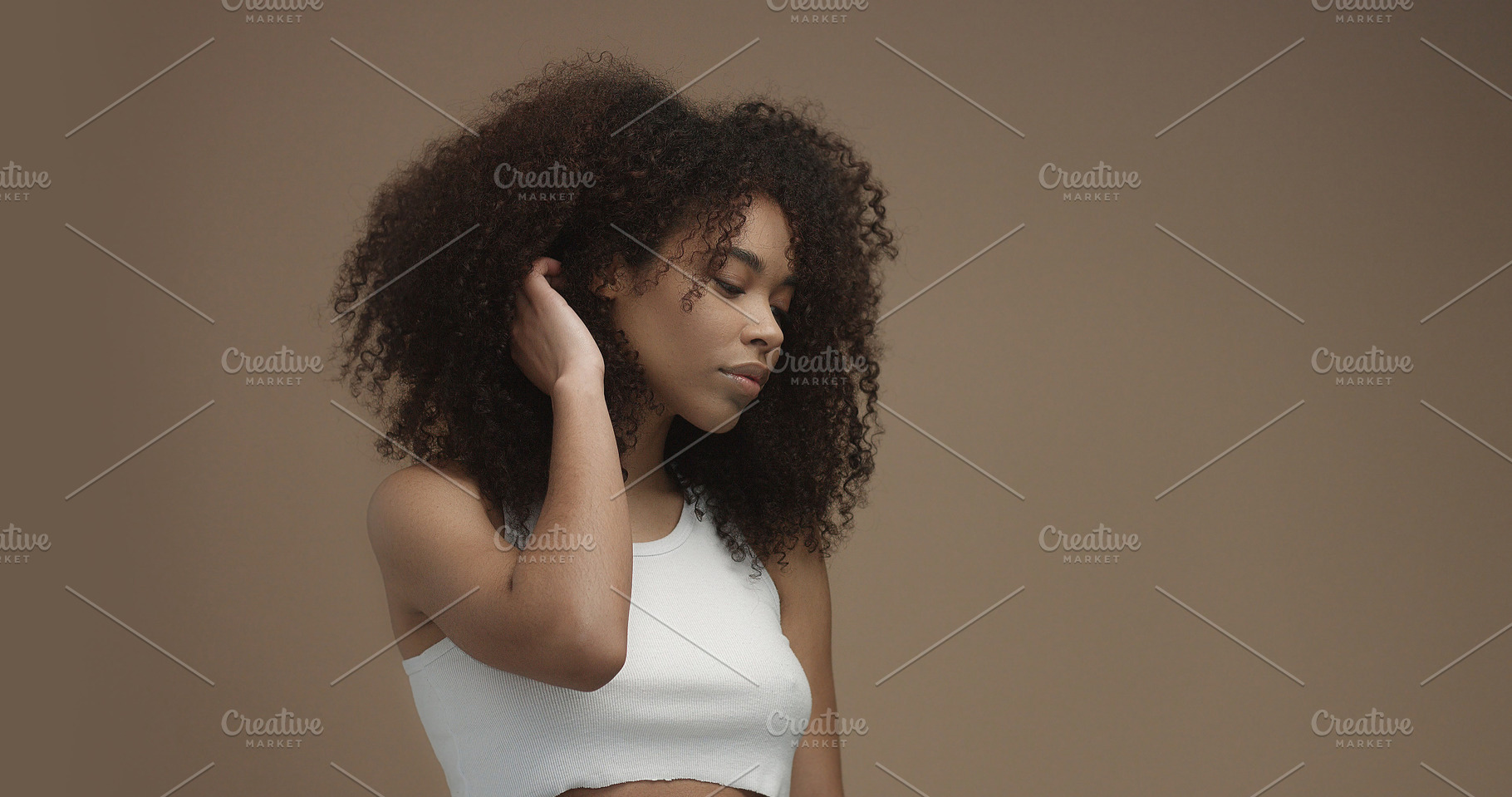 Mixed Race Black Woman Portrait With Big Afro Hair Curly Hair Featuring People Images 5327