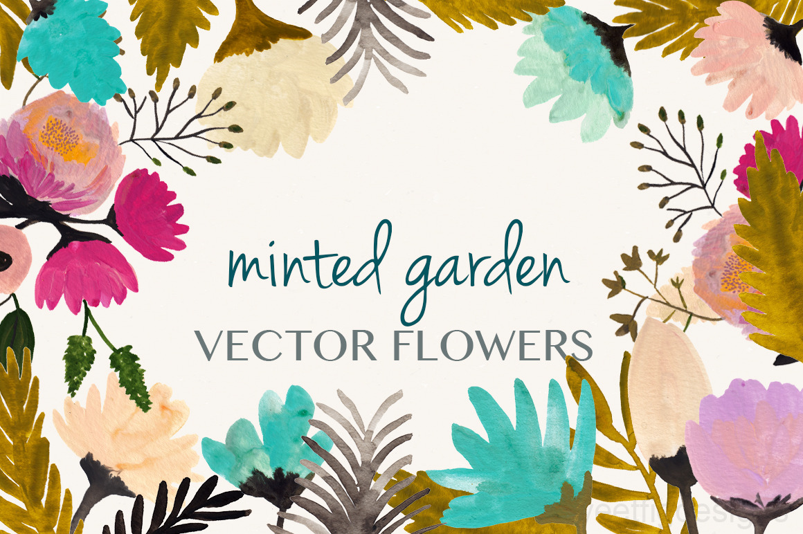 minted vector flower set | Pre-Designed Illustrator Graphics ~ Creative