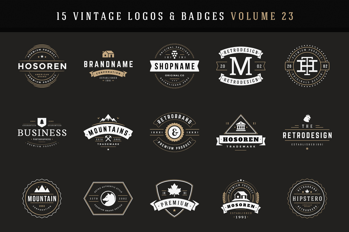 20% Off - 15 Retro Vintage Logotypes | Illustrator Templates ~ Creative ...