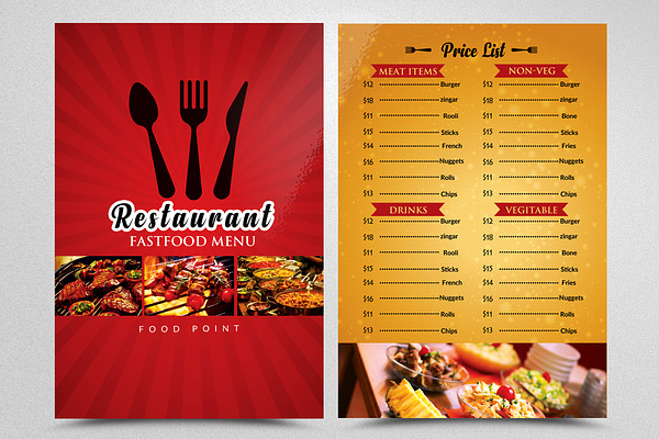 Restaurant Menu Flyer Template Creative Photoshop Templates Creative Market