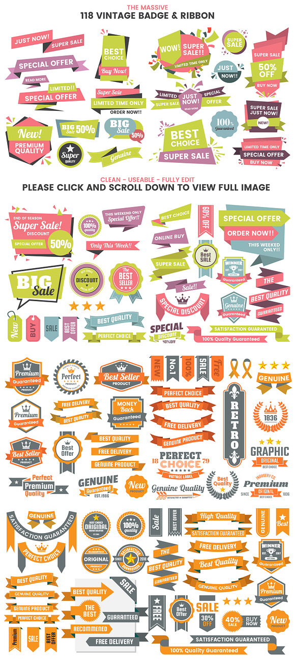 Download 1046 Vintage Badge Ribbon Creative Illustrator Templates Creative Market