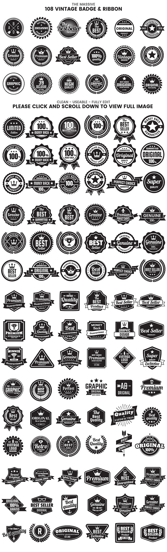 Download 1046 Vintage Badge Ribbon Creative Illustrator Templates Creative Market