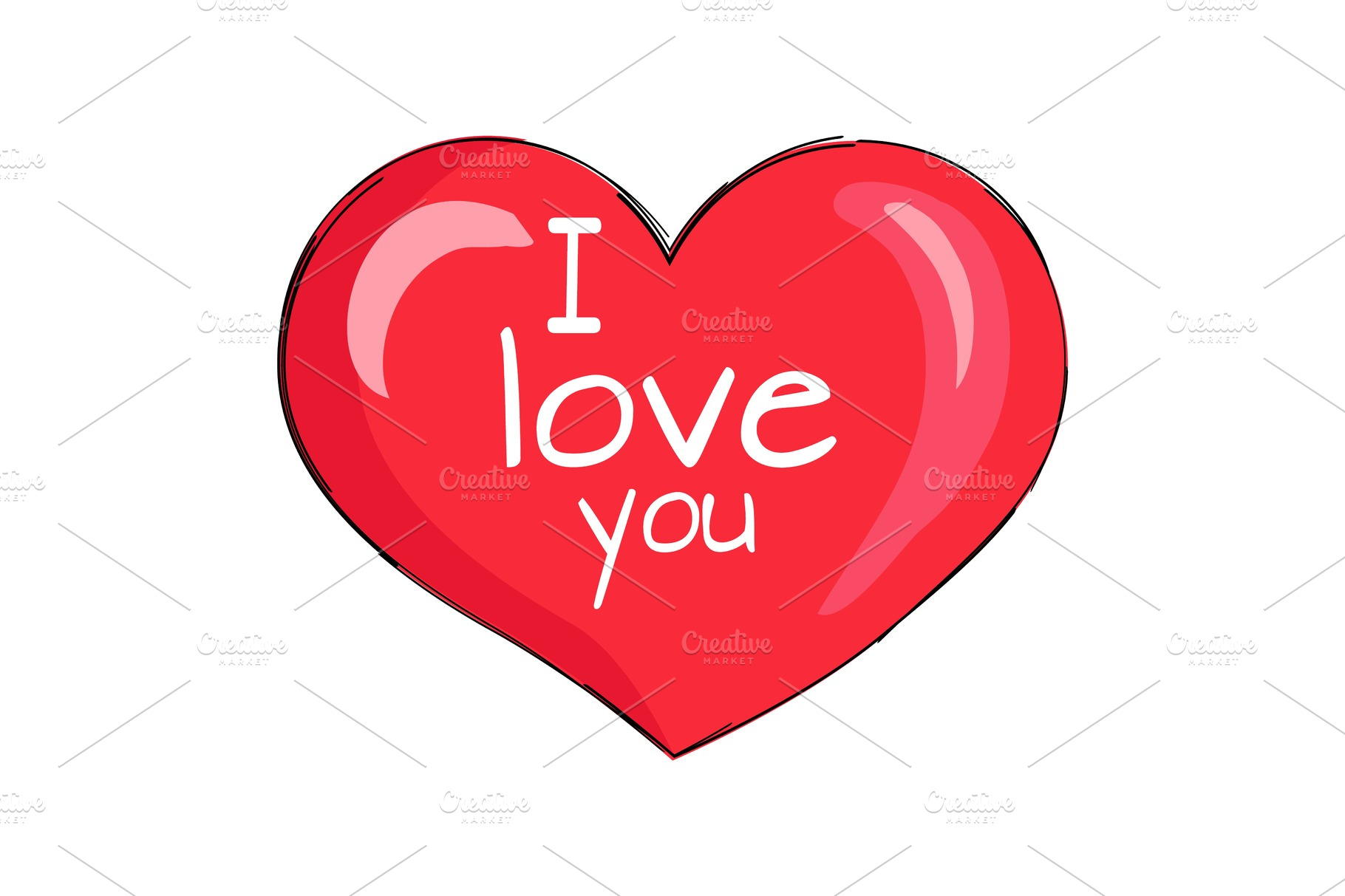 I Love You Inscription On Red Heart Shape Symbol Decorative