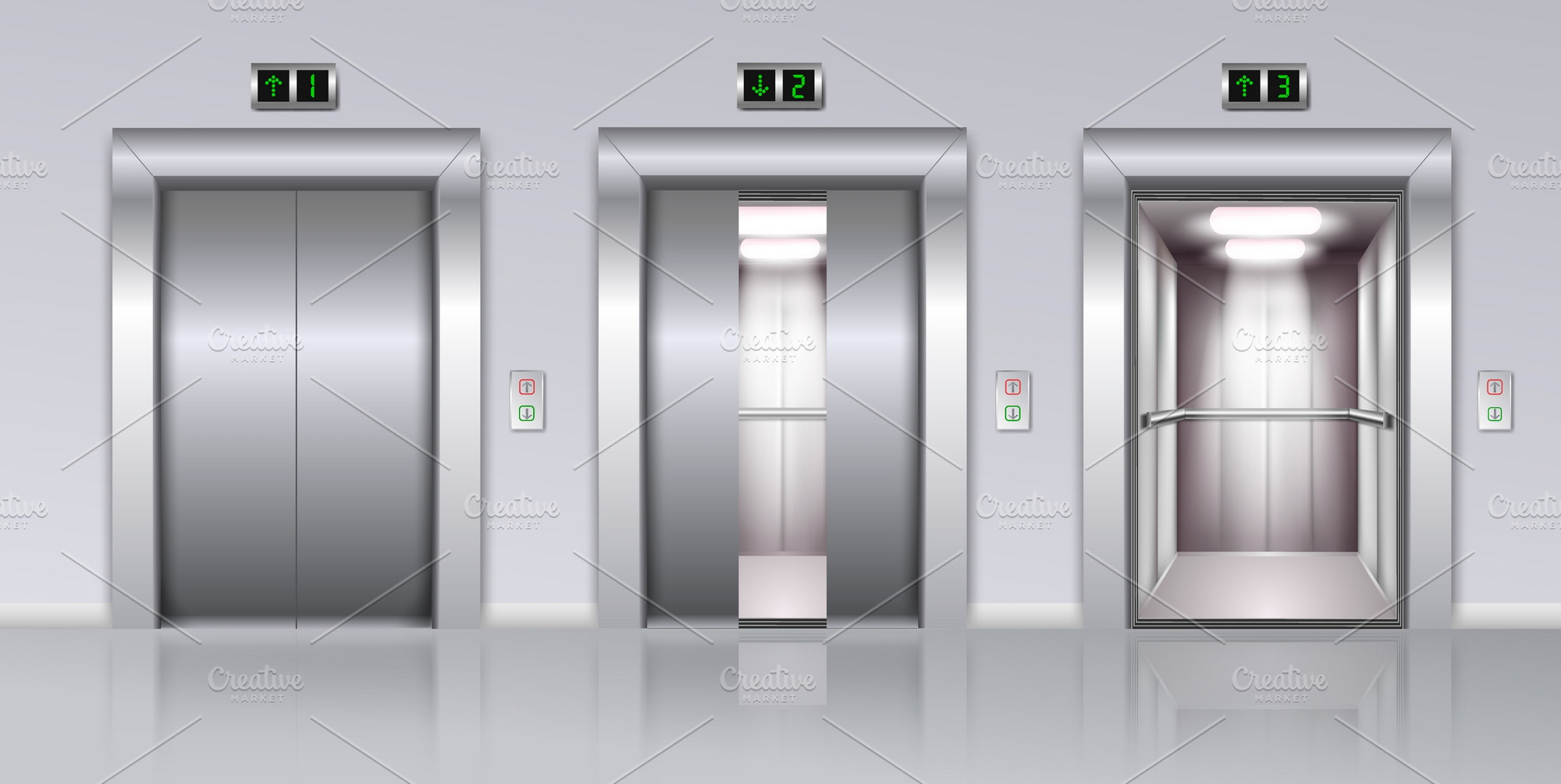 Download Elevators Realistic Composition | Pre-Designed Illustrator ...