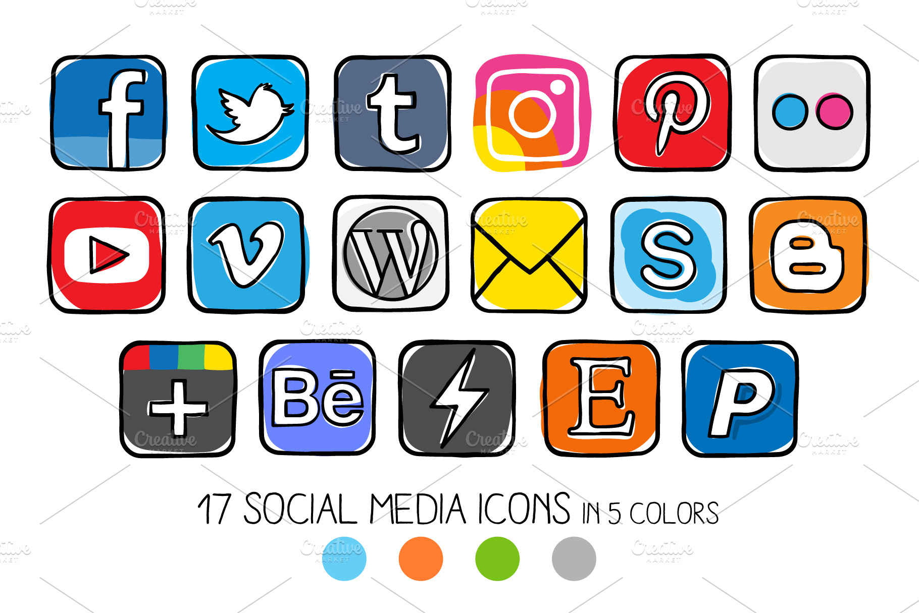 Download VECTOR - Guache social media icons | Pre-Designed ...