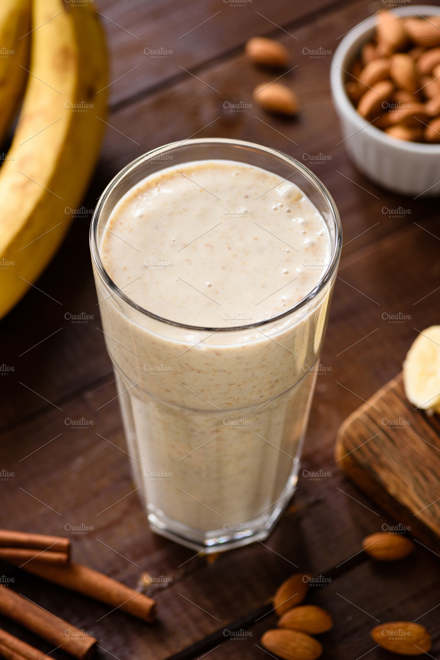 Banana Smoothie With Almond Milk High Quality Food Images ~ Creative Market 