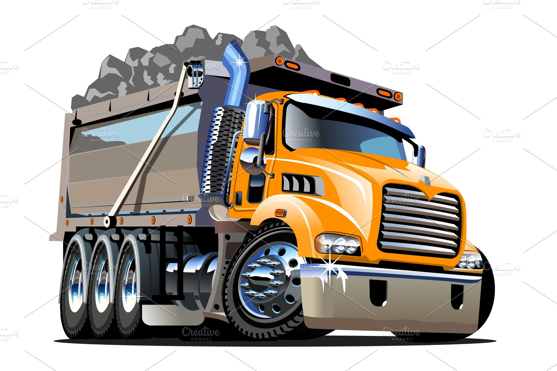 Vector Cartoon Dump Truck | Technology Illustrations ~ Creative Market