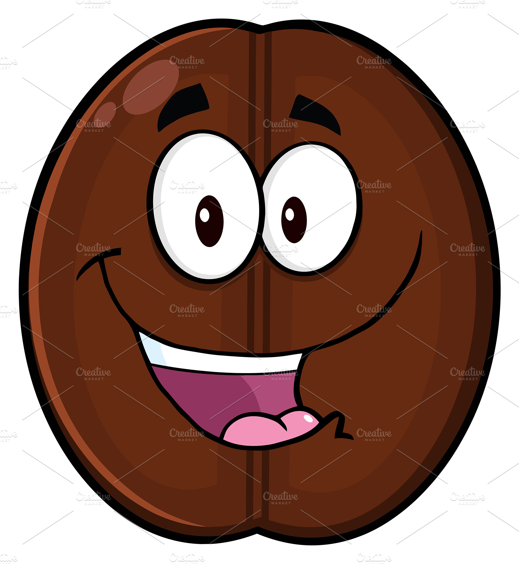 Happy Coffee Bean Cartoon Character | Pre-Designed Photoshop Graphics