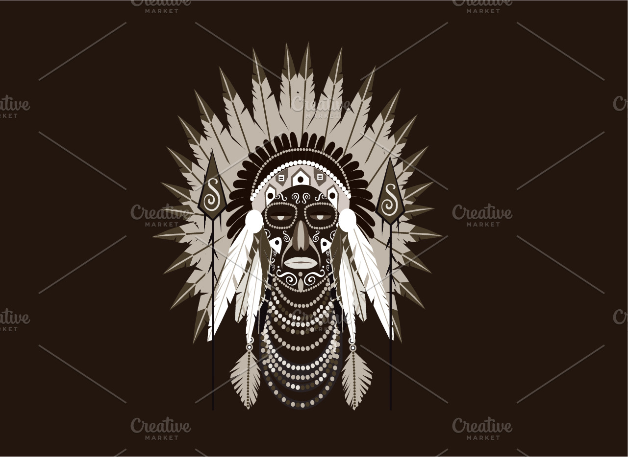 Chief war bonnet with feathers native indian Vector Image