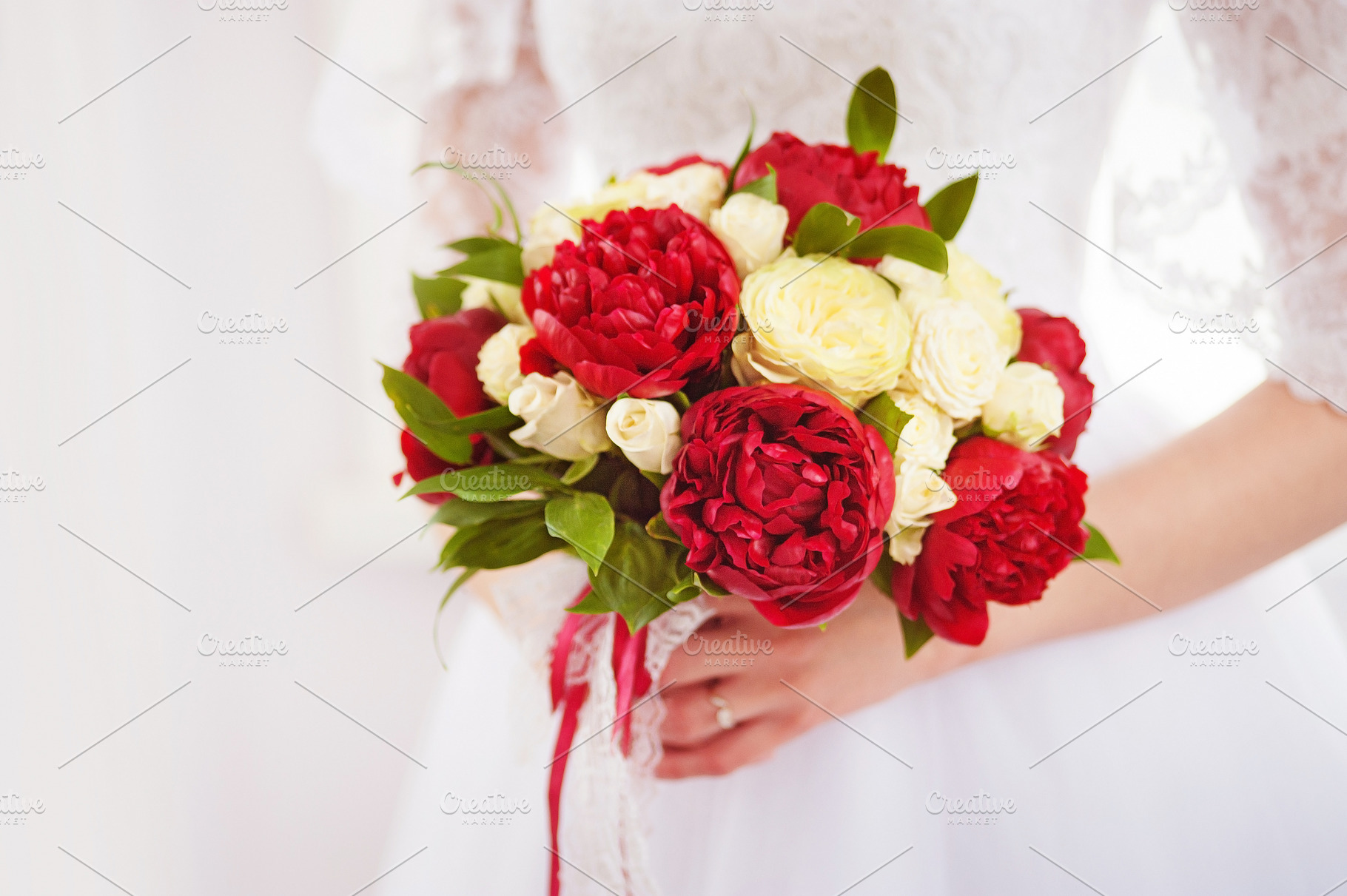 Bridal Bouquet From Burgundy Peonies High Quality Stock Photos Creative Market