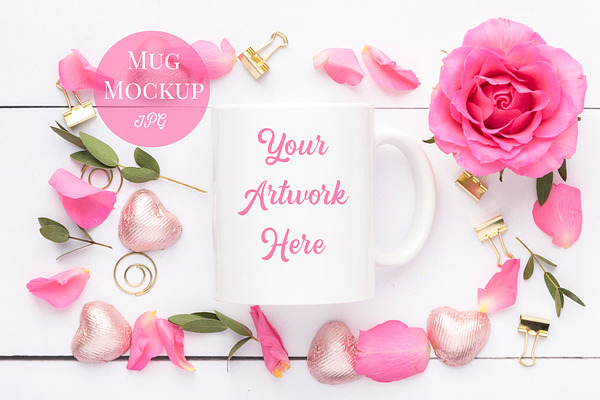 Download Mug Mockup- white roses | Creative Photoshop Templates ...