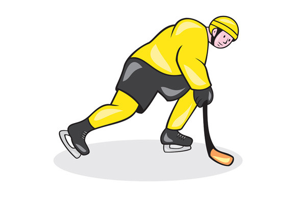 Ice Hockey Player With Stick Cartoon | Pre-Designed Illustrator