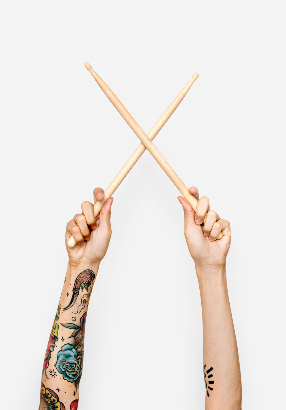 Hands holding drumsticks (PSD) Background Stock Photos Creative Market