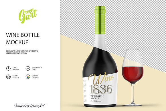 Download Wine Bottle Mockup Creative Photoshop Templates Creative Market