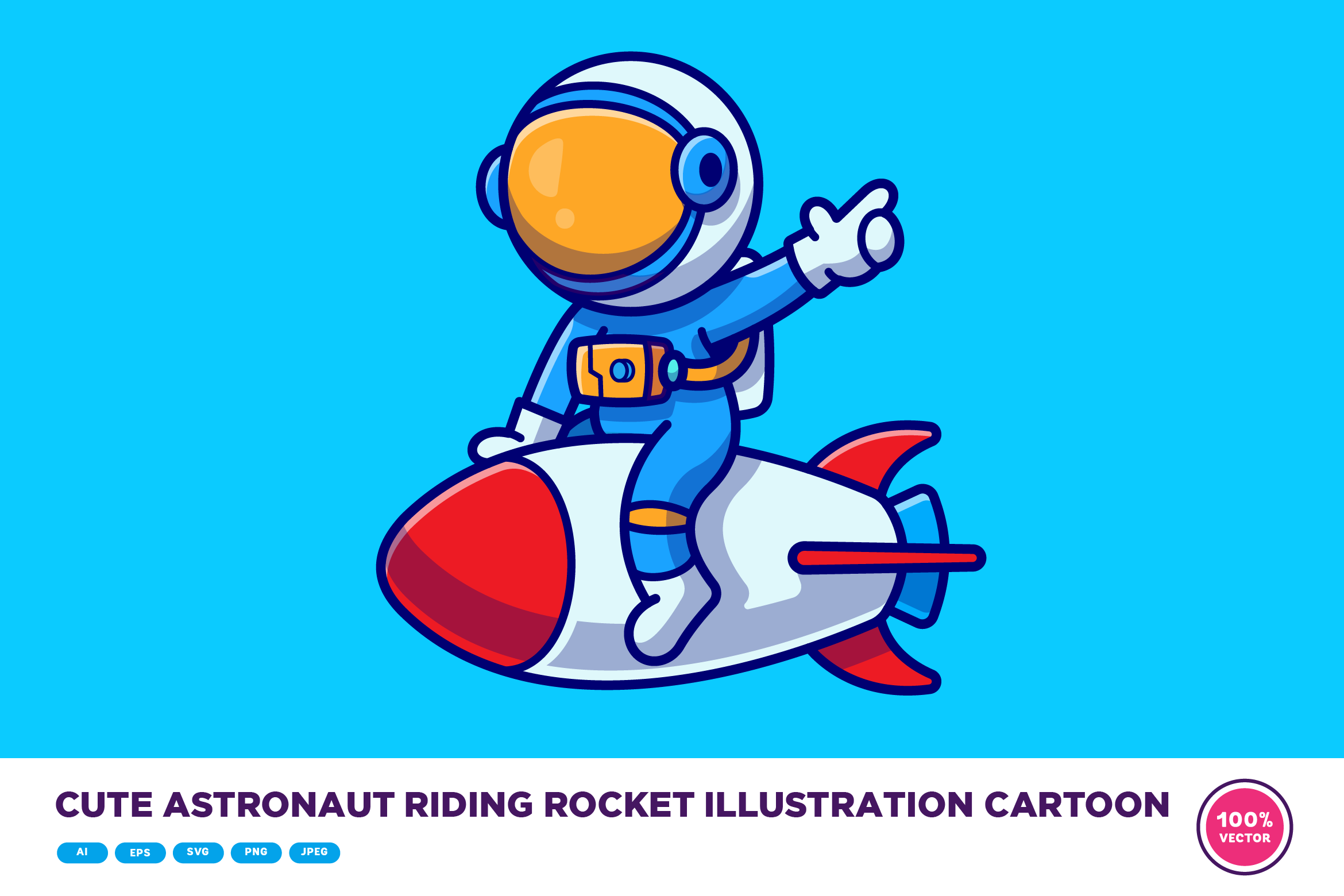 Cute Astronaut Riding a Spaceship Svg Png Cute Astronaut Svg 