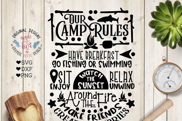 Our Camp Rules Cut File Printable Pre Designed Photoshop Graphics Creative Market