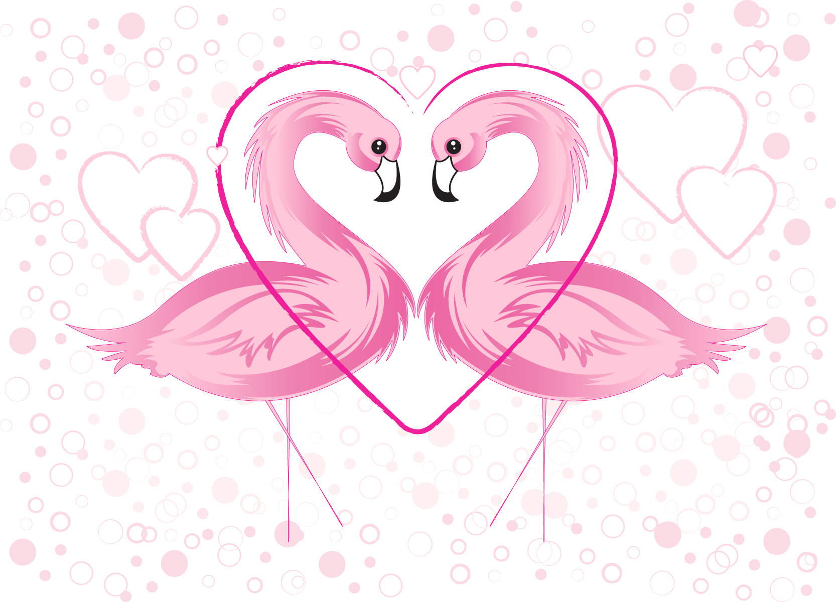 Pink Flamingo and Hearts Illustrations Creative Market