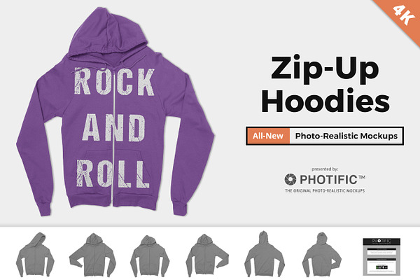 Download Zip-Up Hoodie Sweatshirt Mockups | Creative Photoshop ...