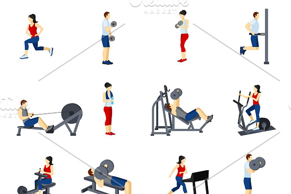 Fitness Realistic Set | Pre-Designed Illustrator Graphics ~ Creative Market