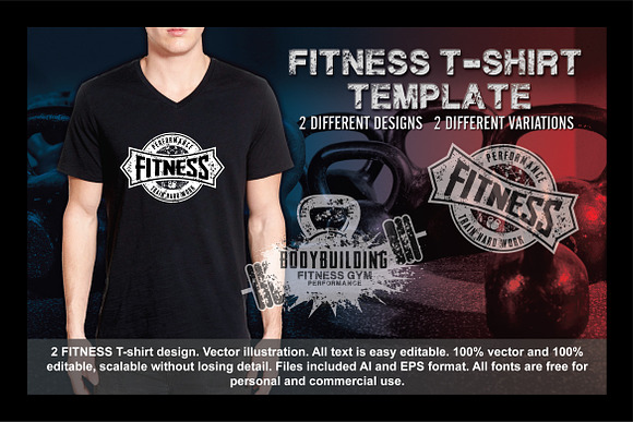 2 Fitness T Shirt Template Vol 5 Pre Designed Illustrator Graphics Creative Market