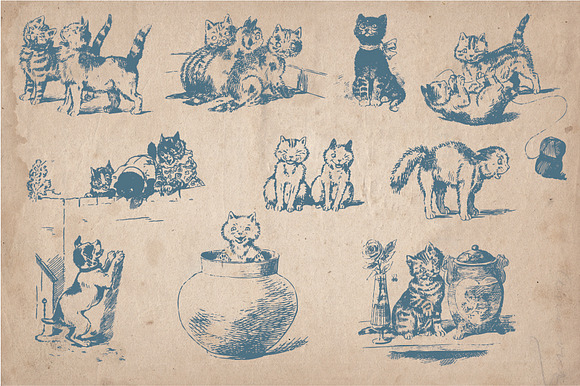 Vintage Cat Drawing Icons Graphic by tmartinezta · Creative Fabrica